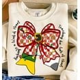thumbnail image 1 of Christmas Teacher Sweater, Teaching Is a Work of Heart Coquette Plaid Bow Pencil Holiday Sweatshirt, 1 of 5