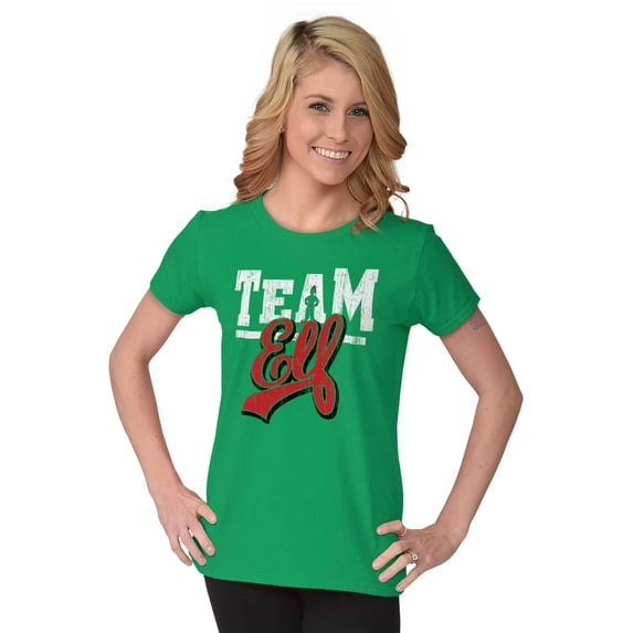 Christmas Team Elf Santa's Helper Women's T Shirt Ladies Tee Brisco Brands S