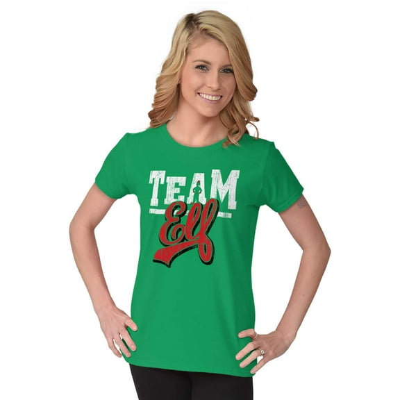 Christmas Team Elf Santa's Helper Women's T Shirt Ladies Tee Brisco Brands S