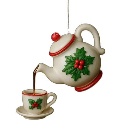 Christmas Teapot Ornament Vintage Christmas Tea Cups Pot Festive Decor
