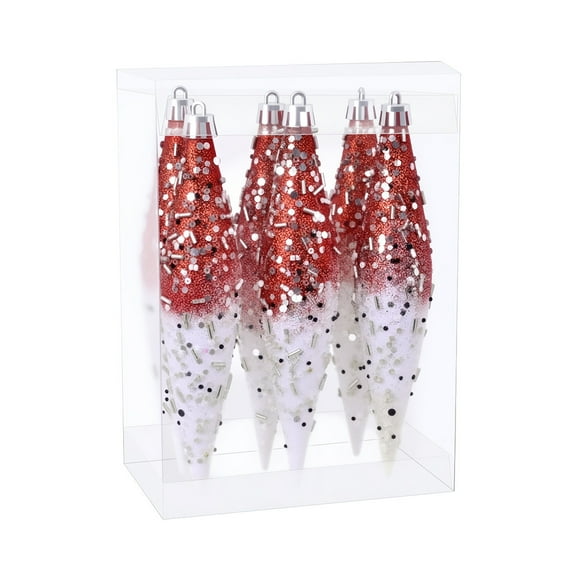 Christmas Tear Drop Decorations Hanging Pendant Ornaments for Xmas Tree Decor for Home and Holiday Party Xmas Trees Accessories,6pcs