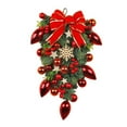 thumbnail image 1 of Christmas Teardrop Floral Swag 19.6 inch Hanging Christmas Red Berry Teardrop Wreath for Front Door Holiday Christmas, 1 of 6
