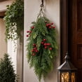 thumbnail image 1 of Christmas Teardrop Swag, Artificial Pine Door Decor, Full Pine Needle Shape Arranged in a Tapered Cascade for Home Displays, Synthetic Evergreen Branches for Seasonal Home Use, 1 of 7