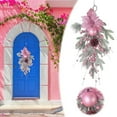 thumbnail image 1 of Christmas Teardrop Swag Christmas Artificial Ornament with Pink Berries Christmas Hanging Decoration Bouquet Floral Natural Pine Cones Holiday Decoration Ornament Bouquet 20 Inch for Xmas Decor, 1 of 6