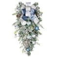 thumbnail image 1 of Christmas Teardrop Swag for Front Door, Floral Teardrop Swags with Bow Ball Ornaments Pine Needles Berries, Artificial Christmas Swags Wreath for Stair Window Wall Mantel, 11.81X15.75inch, 1 of 6