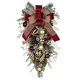 thumbnail image 1 of Christmas Teardrop Swag for Front Door, Floral Teardrop Swags with Bow Ball Ornaments Pine Needles Berries, Artificial Christmas Swags Wreath for Stair Window Wall Mantel, 11.81X15.75inch, 1 of 6