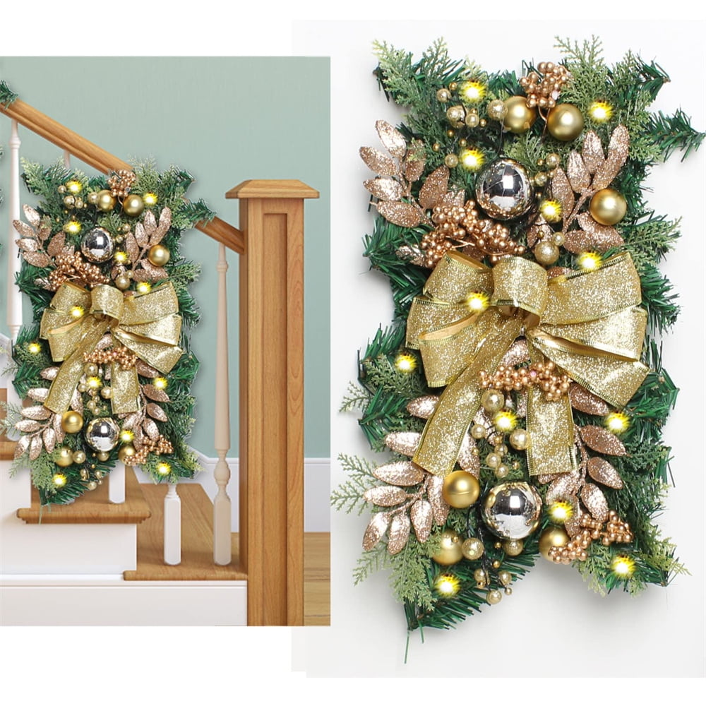 Christmas Teardrop Swag,Stair Swag Christmas Garland for Stairs Railing