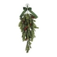 thumbnail image 1 of Christmas Teardrop Swag with Velvet Bow, 27.5 Inch Artificial Pine Greenery Garland with Pine Cones, Rustic Holiday Hanging Decor for Front Door, Mantle, Wall, Indoor Outdoor Home Decor, 1 of 8