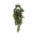 thumbnail image 1 of Christmas Teardrop Swags with Velvet Bow 28 Inch Rustic Pine Greenery with Pine Cones Hanging Teardrop Swag for Front Door Mantle Wall Indoor Outdoor Home Decor, 1 of 5
