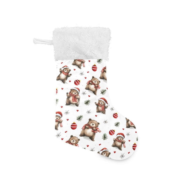 Christmas Teddy Bear Hat Pattern Christmas Stockings 17.71" Christmas Tree Decoration Fireplace Party Decoration