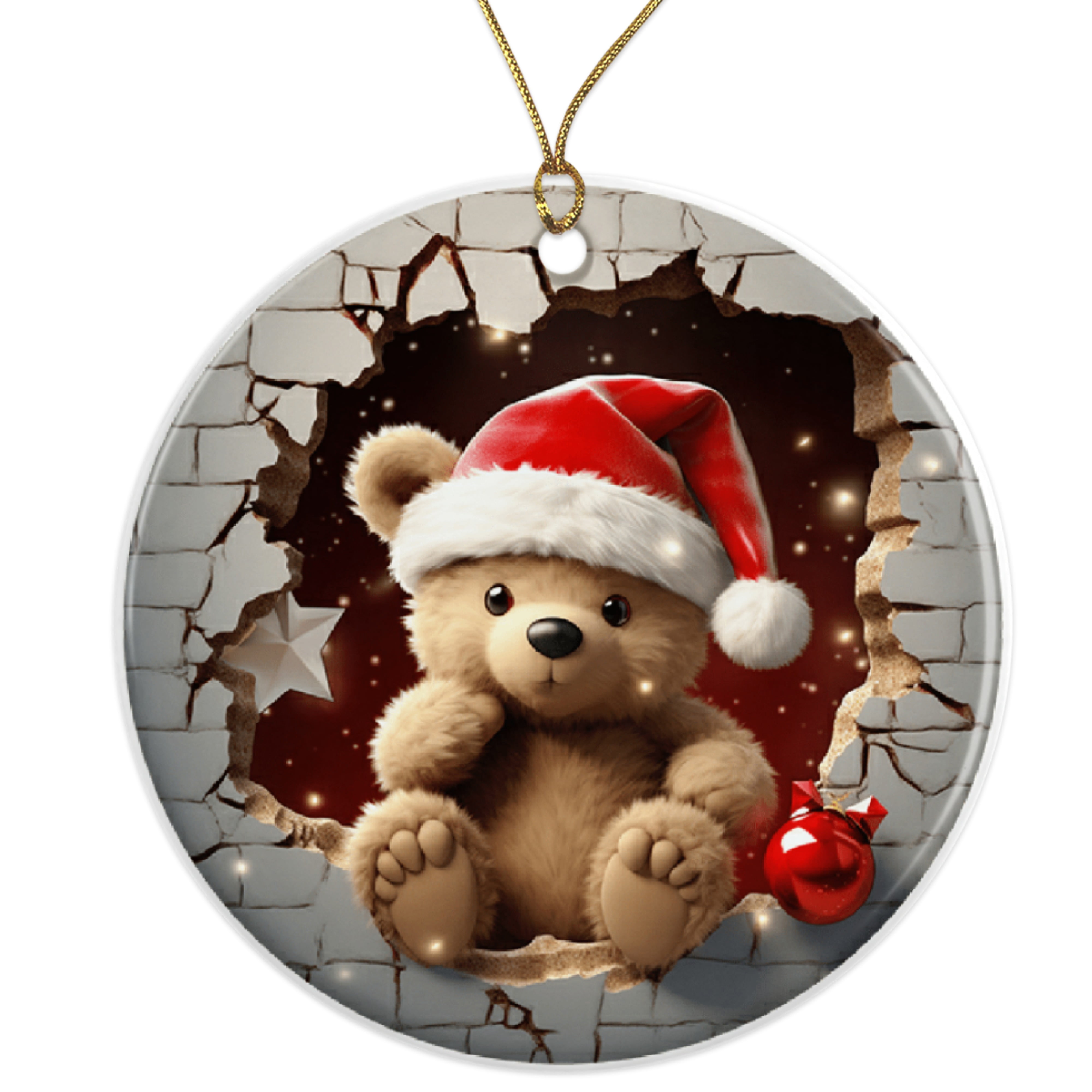 Christmas Teddy Bear Ornament - Cute Santa Bear - Holiday Decor