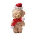 thumbnail image 1 of Christmas Teddy Bear Ornament with Red Scarf, Soft Brown Plush Curly Bear, Holiday Decoration & Gift for Tree, Cake Topper, or Collectible Toy, 1 of 5