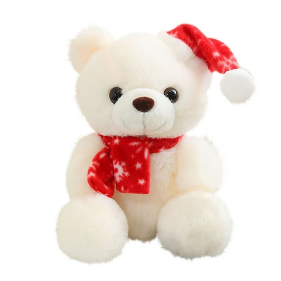 Christmas Teddy Bear Stuffed Animal Plush Toy, Adorable Soft Teddy Bear, Stuffed Animal Holiday Toys with Hat and Scarf Christmas Accessories – A Perfect Toy Gift for Kids 8 Inches
