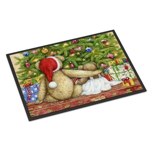 Christmas Teddy Bears with Tree Door Mat