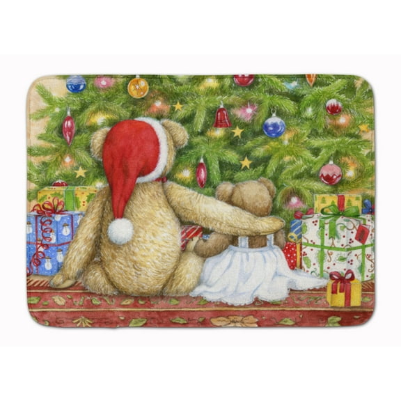 Christmas Teddy Bears with Tree Machine Washable Memory Foam Mat
