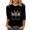 thumbnail image 1 of Christmas Tee Shirts for Women Casual Loose 3/4 Sleeve Tops Funny Red Wine Glass Graphic Pullover Fall Trendy Outfits, 1 of 4