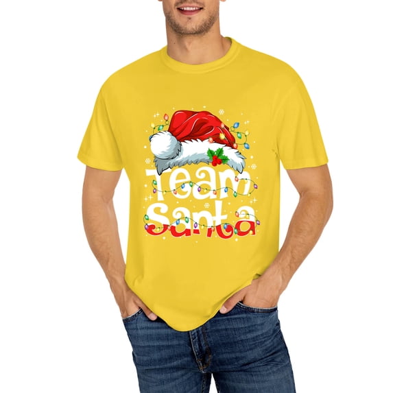 Christmas Tee Team Santa Claus Christmas Family Matching Pajama Funny Xmas T-Shirt, OdeJous Yellow Small