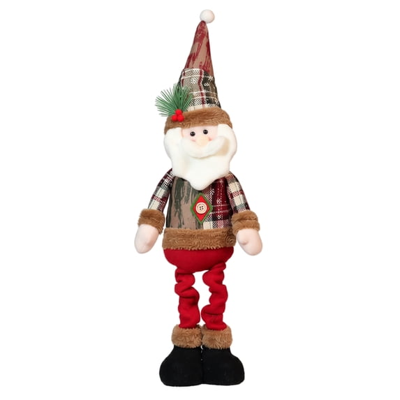 Christmas Telescoping Plush Toys, Cute Stretchable Standing Plaid Christmas Elder Stuffed Toys, Christmas Decorations for X-mas Party Display and Holiday Present for Plush Toy Enthusiasts