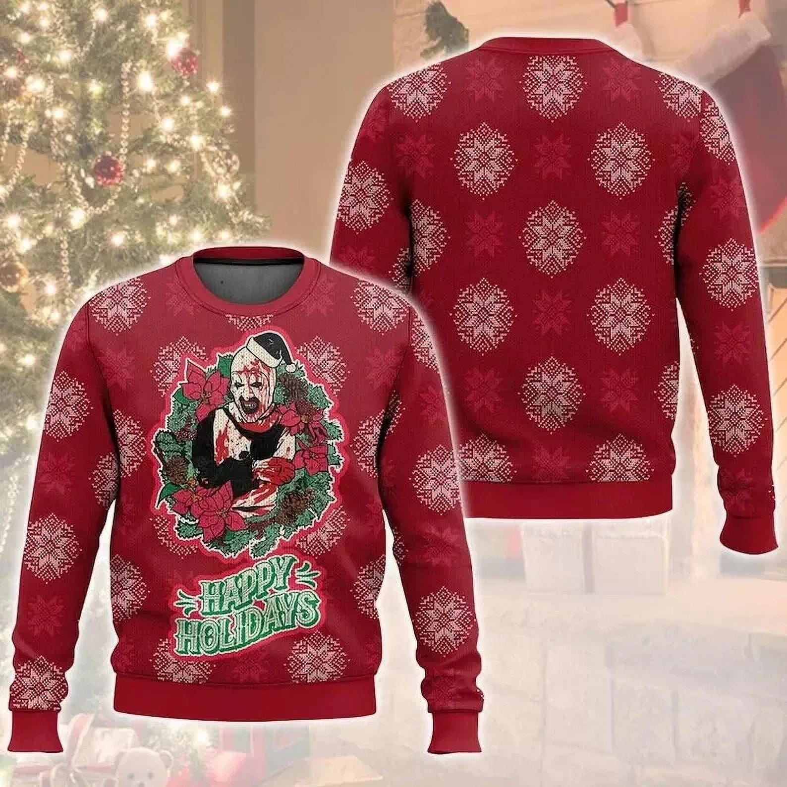 Christmas Terrifier Santa Ugly Sweater, Scary Clown Sweatshirt ...