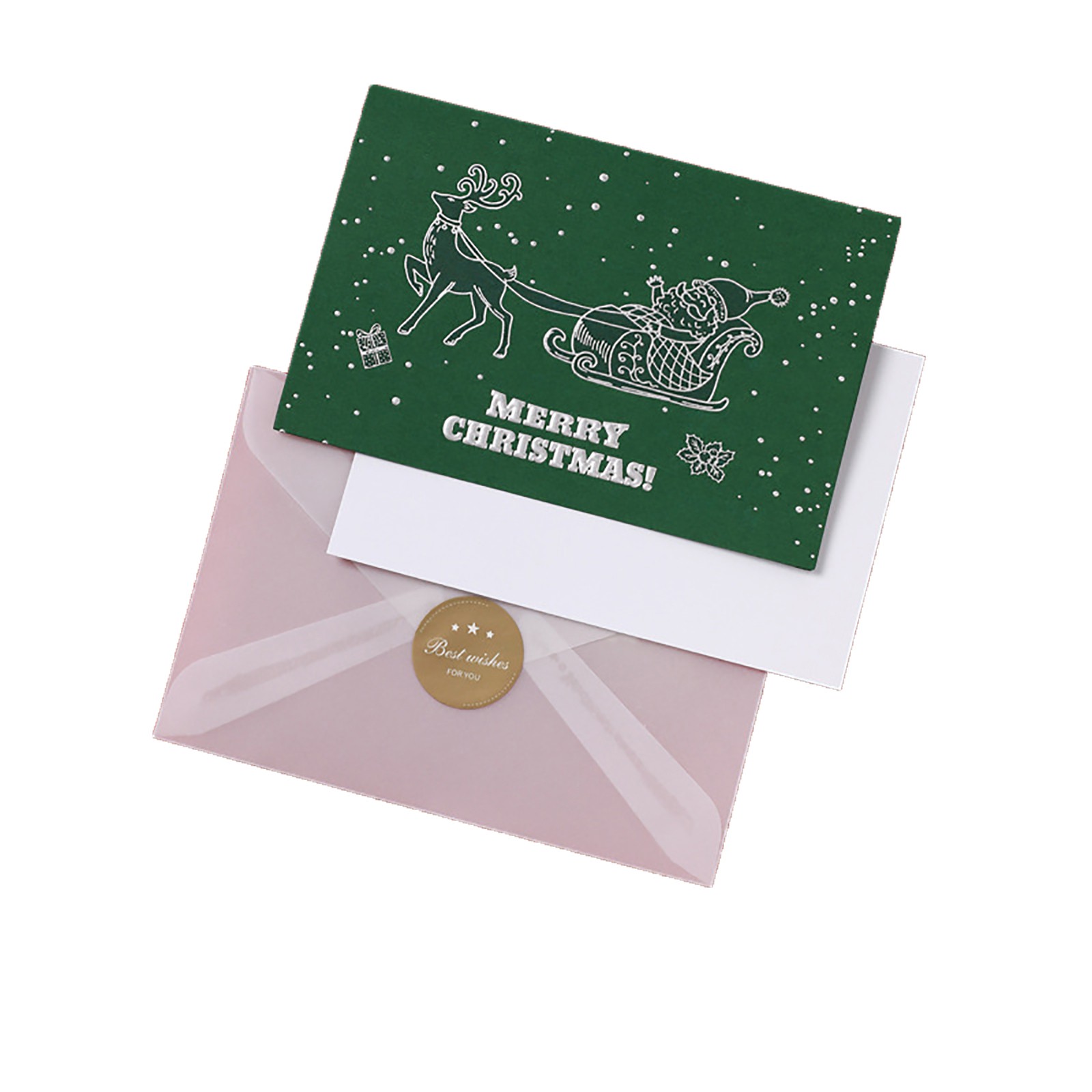 Christmas Thank You Card With Envelopes Stickers Merry Christmas Gold ...