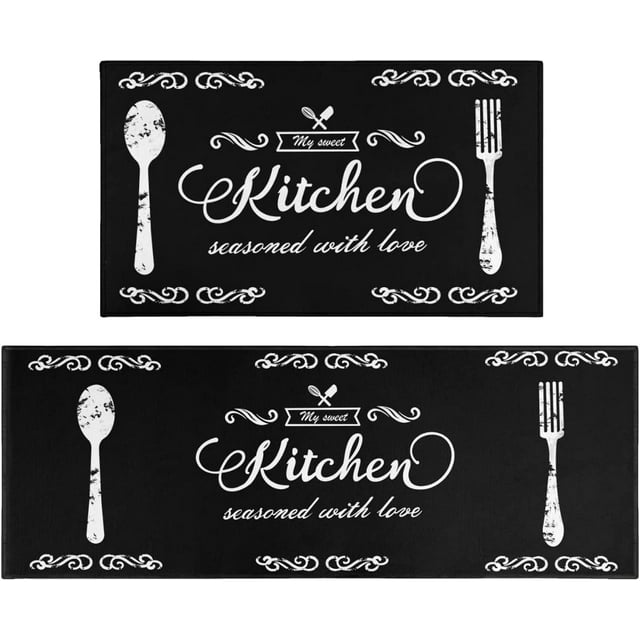 Christmas Thanksgiving Gift Farmhouse Kitchen Rugs and Mats 2 Pieces Rooster Kitchen Decor