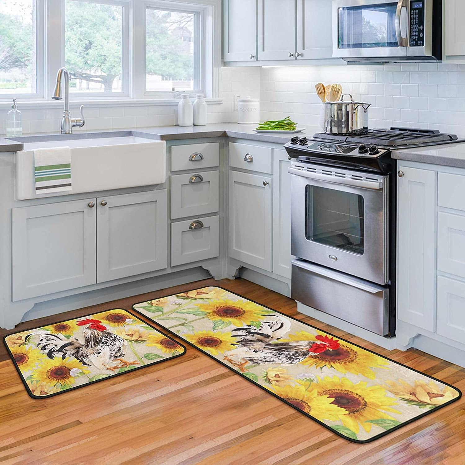 Christmas Thanksgiving Gift Rooster Kitchen Rugs and Mats Non Skid