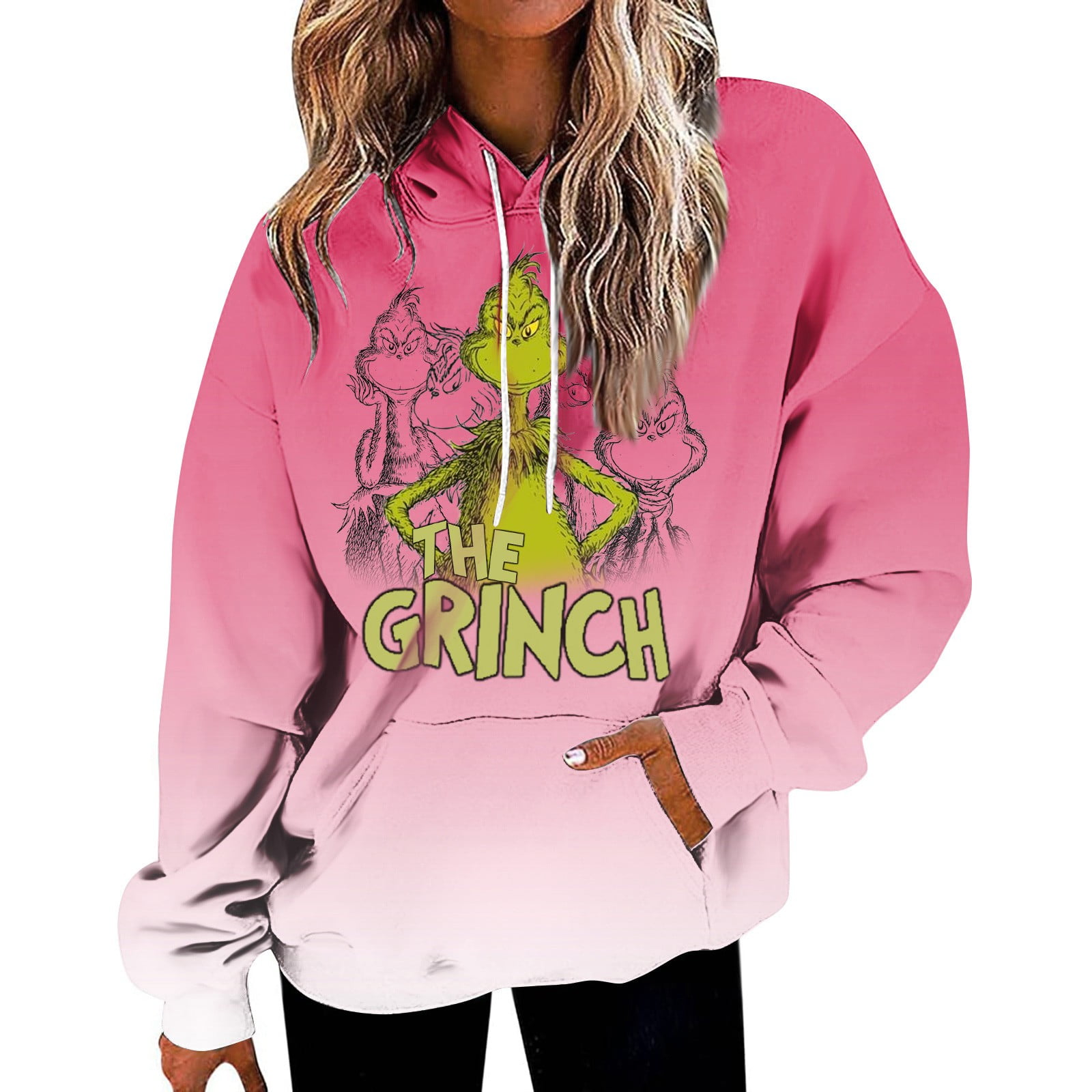 Christmas Grinch Printing Hoodies Sweatshirt Christmas Pullover Women's ...