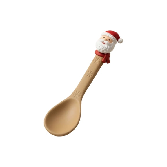 Christmas Theme Ceramic Spoon with Santa Claus Handle Decorative Holiday Tableware for Desserts Soups and Beverages