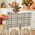thumbnail image 1 of Christmas Theme Chair Covers Set of 4 Classical Plaid Green Red Brown Stripe Chair Back Covers Stretch Removable Washable Slipcovers Protector for Dining Room Kitchen Party Decor, 1 of 5