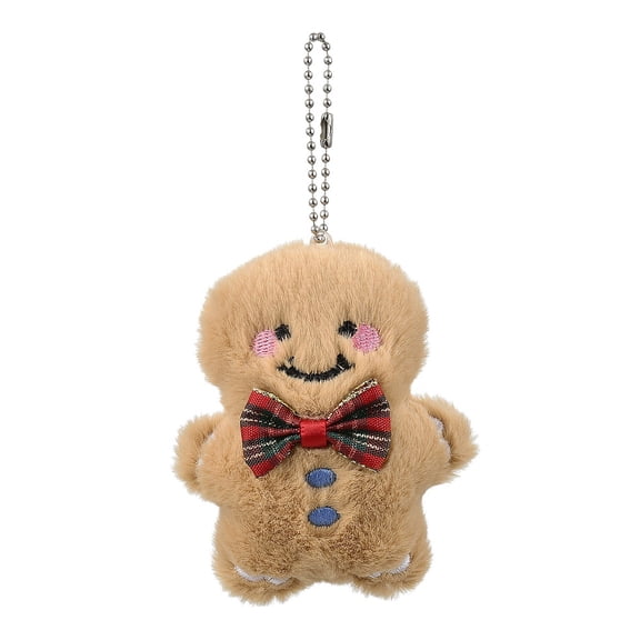 Christmas Theme Cloth Plush Doll Pendant Decorations with Ball Chain for Bag Ornaments Gingerbread Man 150mm