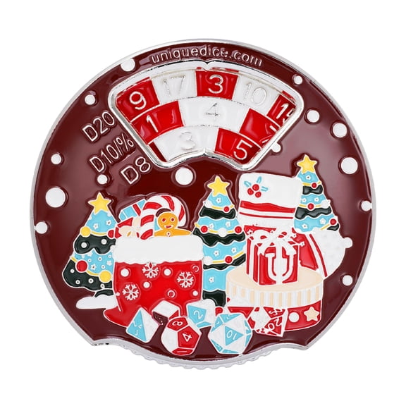 Christmas Theme DND Dice Spinner 3-in-1 Metal RPG Dice Wheel for Dungeons & Dragons, Holiday Gift Tabletop Gaming Accessory