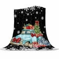 thumbnail image 1 of Christmas Theme Flannel Blanket for Bed,Travel and Camping, Xmas Trucks Gifts Winters Snowflakes Black Super Soft Cozy Blanket for All Seasons 50"x60", 1 of 6