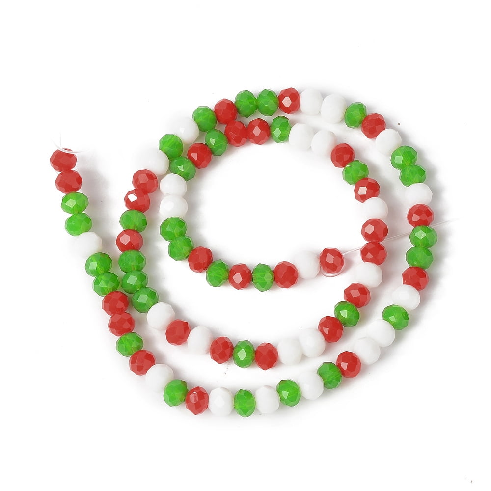 Christmas Theme Glass Beads Strands Faceted Abacus Lime Green 6x5mm Hole: 1mm 89~93pcs/strand 17.01~17.52 inch(43.2~44.5cm)