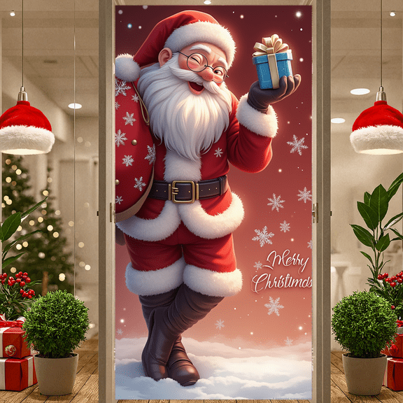 Christmas Theme Merry Christmas Banner Santa Claus Design Festive Decoration Holiday Backdrop for Christmas Party Holiday Celebration Winter Decoration