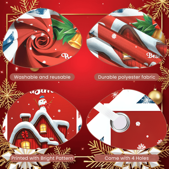 Christmas Theme Merry Christmas Polyester Material Happy New Year Banner for Holiday Celebration Home Decor Party Decoration