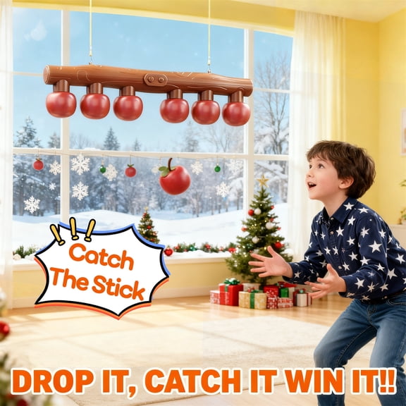 Christmas Theme Reflex Catch Game, Drop Sticks Reflex Challenge Game with Remote, Reflex Game, 3-Speed Reflective Drop Stick Game, Hand-Eye Coordination Catching Sticks Game General Set