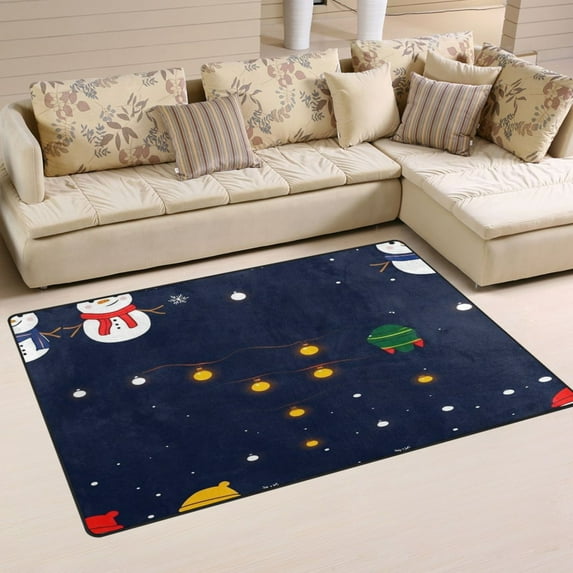 Christmas Theme Snowman Soft Polyester Area Rug 31''x20'', Non Slip, Memory Foam, Water Absorbent