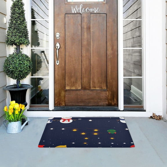 Christmas Theme Snowman Outdoor Doormats NonSlip Bath Rugs Absorbent Muddy Dirt Resist Door Mats 32''x20''