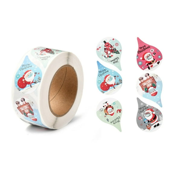Christmas Theme Teardrop Roll Stickers Self-Adhesive Paper Gift Tag ...