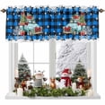 thumbnail image 1 of Christmas Theme Valances for Windows, 42 x 18in, Xmas Trucks Gifts Winters Snowflakes Blue Plaid Rod Pocket Kitchen Valance Curtain Light Filtering Window Treatments for Living Room Bedroom, 1 Panel, 1 of 7