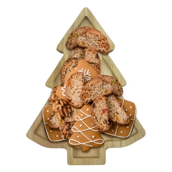 Christmas Theme Wood Serving Tray, Cute Tree-Shaped Platter for Cheese Snacks Appetizers Desserts, Funny Charcuterie Board for Merry Christmas (10.8x7.9x0.6 inch)