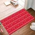 Christmas Theme Zigzag Stripes Star Red Indoor Doormat NonSlip Front