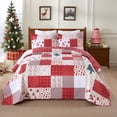 thumbnail image 1 of Christmas Themed 3 Pcs Patchwork Quilt Set Snowflake Design Cozy Bedspread for Holiday Season, 1 of 12