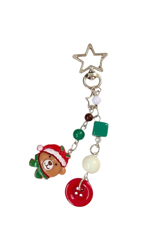 Christmas Themed Bead Keychain Fashionable Beaded Bag Pendant Elegant Phone Lanyard Backpack Accessory for Parties