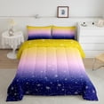 thumbnail image 1 of Christmas Themed Bedding Blue Purple Yellow Gradient Comforter Set 2 Piece Happy New Year Xmas Bedding Comforter Sets Merry Christmas Duvet Insert Winter Themed Quilt Twin Size, 1 of 6