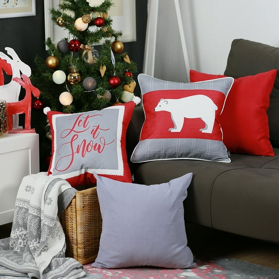 Christmas Themed Decorative Throw Pillow Square Set of 4
