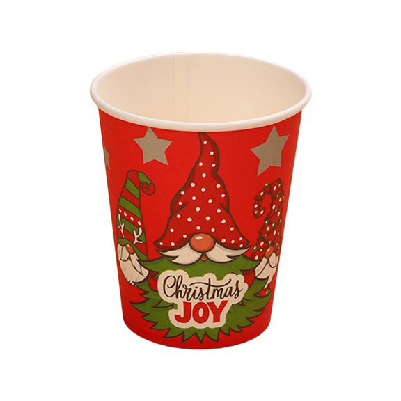 Christmas Themed Disposable Paper Cup Set with Santa Claus Prints for Holiday Parties Gatherings and Festive Events Convenient and Cheerful Tableware Solution
