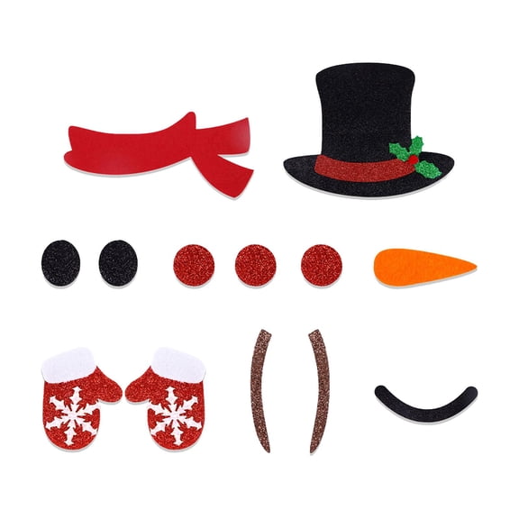 Christmas Themed Door Sticker Wall Decals Felt Cloth Cute ,DIY ,Wallpaper Christmas Door Decorations for Refrigerator Festive Christmas snowman