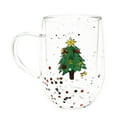 thumbnail image 1 of Christmas Themed Double Walled Glass Water Cup with Handle Coffee Mug 300ml Drinkware for Festives Hot Beverages,White2, 1 of 5