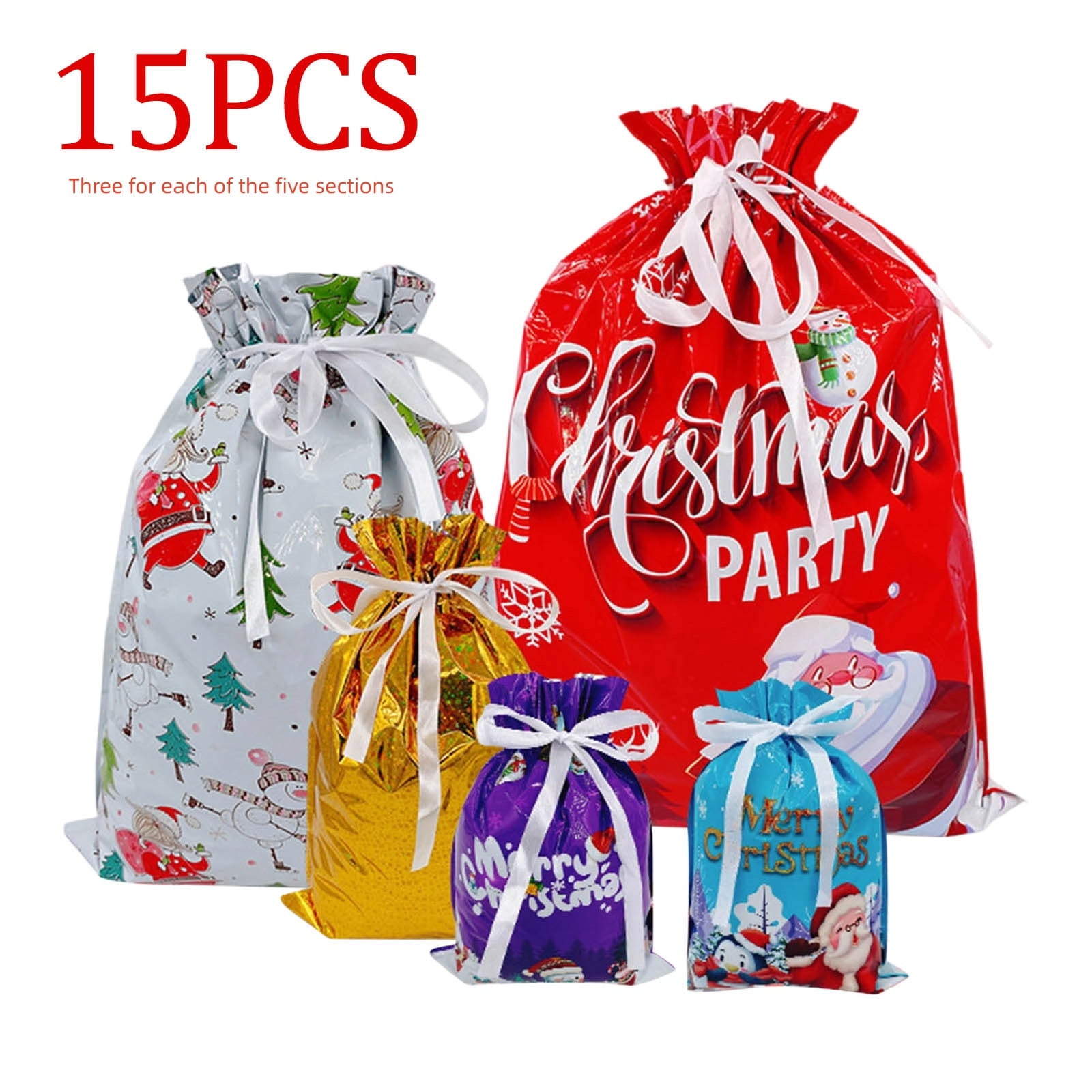 Christmas Themed Drawstring Gift Bag Set For Gift Wrapping Reusable — free download